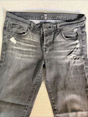7 For All Mankind Gray Distressed Skinny Jeans